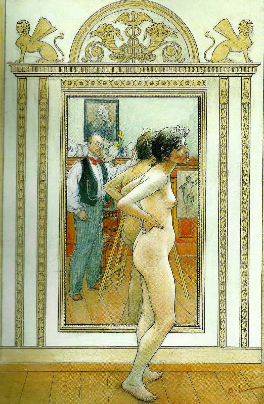 Carl Larsson framfor spegeln